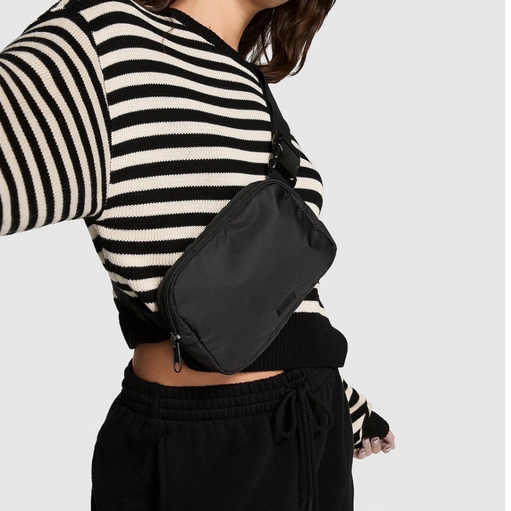 PINK Adjustable Black Belt Bag